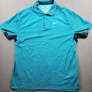Nike Golf Tiger Wood ADV Polo Shirt Teal Topography Snap Button Mens L